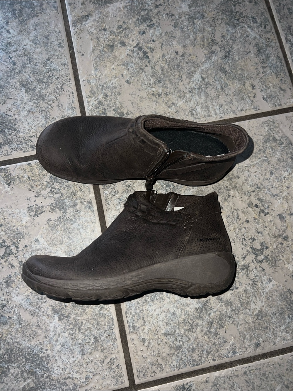 Merrell Dark Brown Women's Ankle Booties with Side Zip